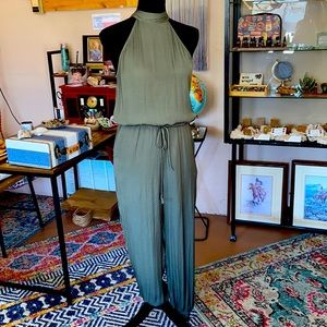 Naked Zebra HUNTER GREEN Romper —Tie Behind the Neck